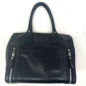Vintage Kenneth Cole Black Leather Doctor Bag Expandable Zipper Pockets